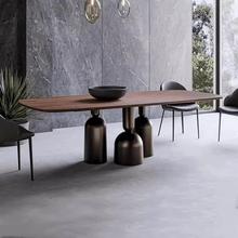 意式轻奢实木餐桌现代极简创意设计师工作台办公桌原木洽谈桌长桌
