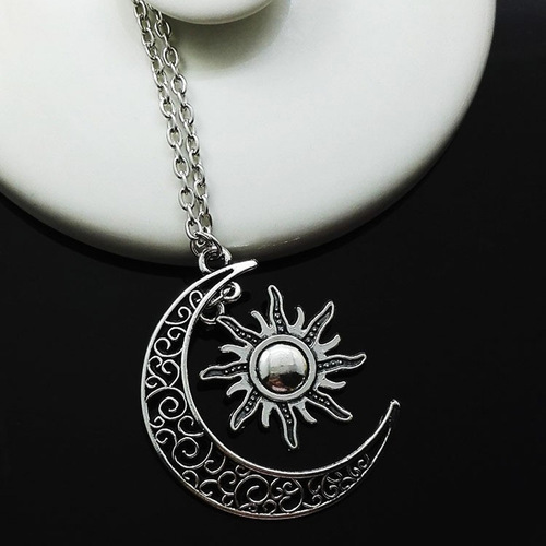Euramerican Movie Ice and Fire Song Life's Moon, Sun, and Stars Hollow Long Necklace for Men and Women