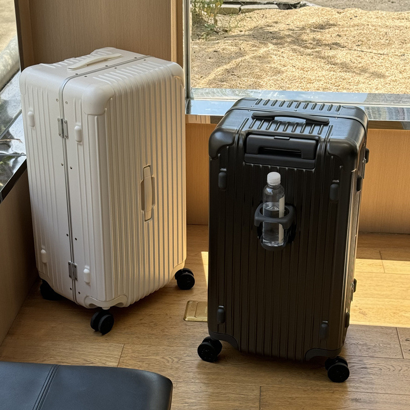 연예인 스타일 여행가방 여성용 대용량 두꺼운 알루미늄 프레임 둥근 모서리 여행가방 남성용 롤링 캐리어 비밀번호 PC 소재 내압성