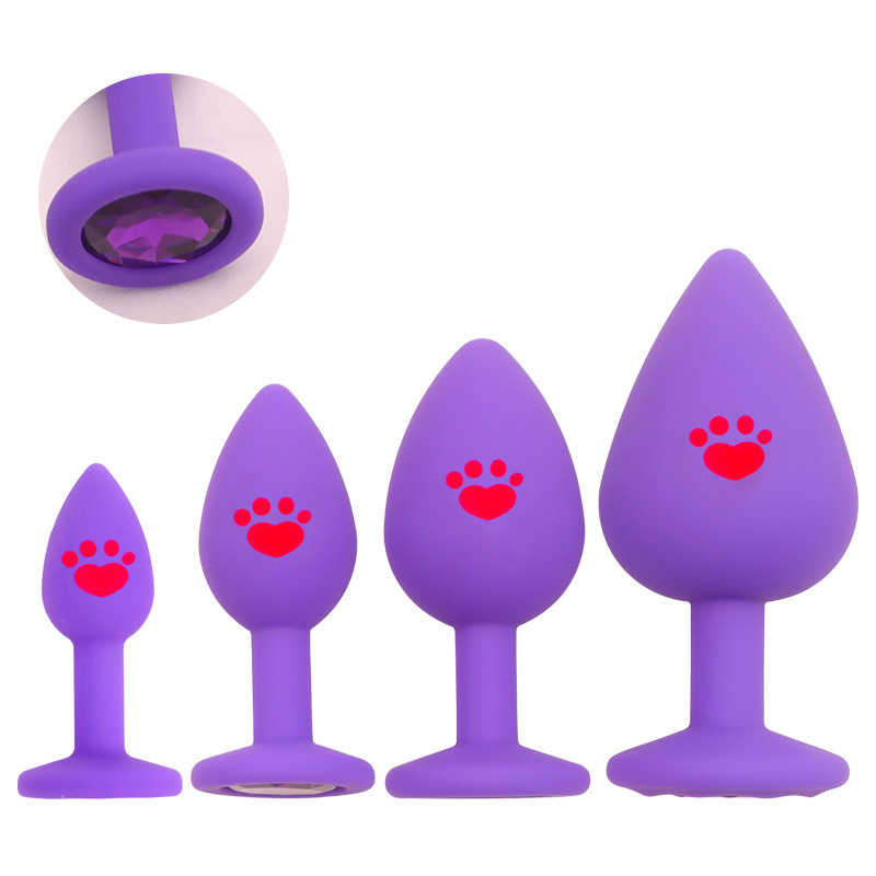 Cat Paw Silicone Anal Plug with Rhinestones, Pink Beginner-Friendly Training Toy — detail image 6