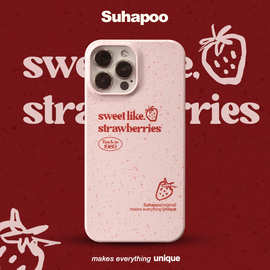 suhapoo壳内策展 菲林粉草莓手机壳iphone14plus苹果11原创12max