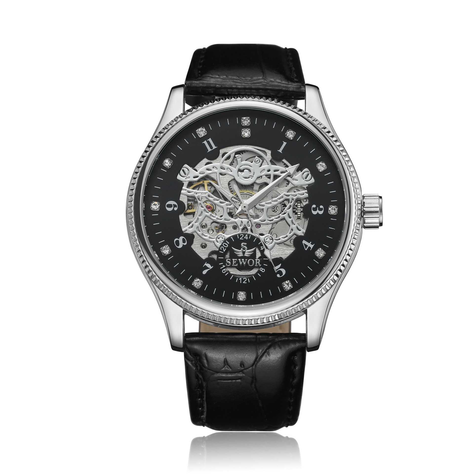 SEWOR reloj mecánico nueva moda casual de los hombres de moda hueco reloj mecánico automático e-commerce entrega de una sola pieza
