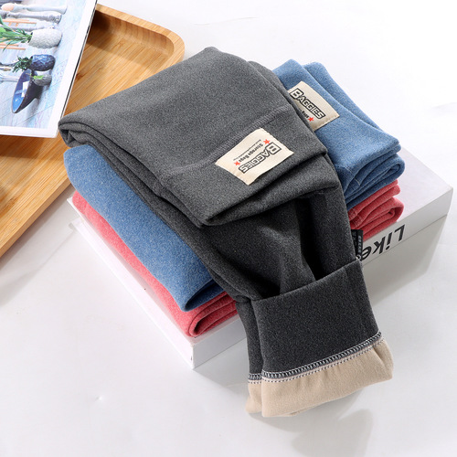 Children's and Kids' New Autumn and Winter Boneless Thick Leggings for Boys and Girls, Middle Children's and Kids' Waist-Length Pants, Warm and Stylish