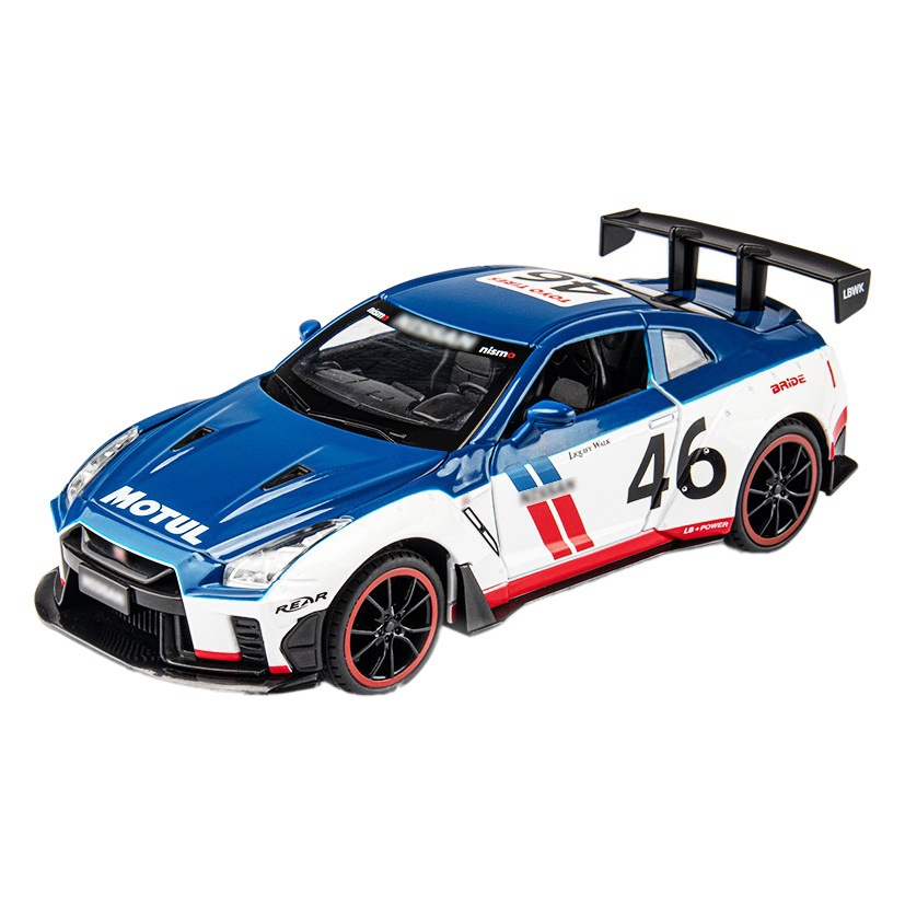 1:24 Nissan GTR aleación coche Tire hacia atrás modelo de sonido y luz juguete transmisión en vivo recomendar Chenghai al por mayor