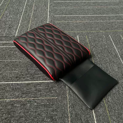 Car Interior Accessories, Armrest box pad - wave-pattern-black-and-red-with-pockets