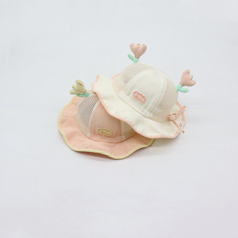 Sombrero para bebés primavera y verano respirable malla mujer bebé pescador sombrero de verano niñas ajustable sombrero de bañera de protección solar