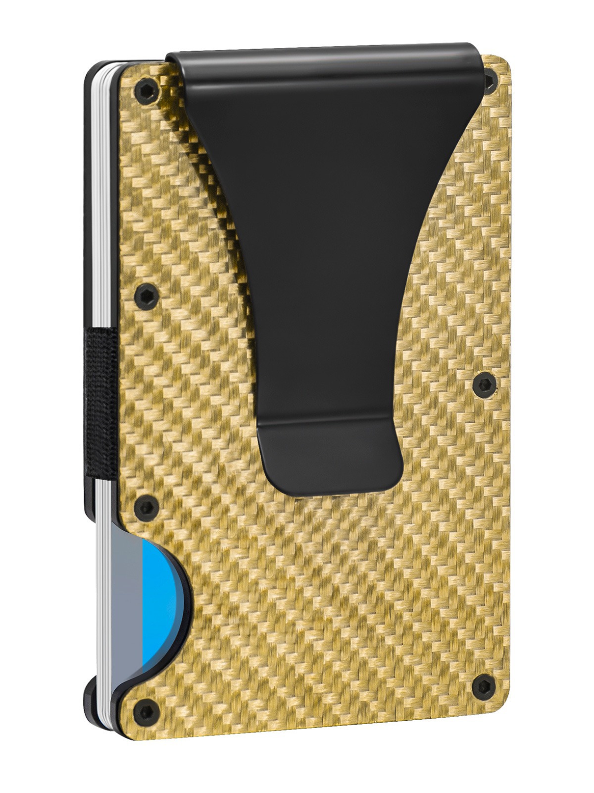 Cartera metálica de fibra de carbono con bloqueo RFID, diseño antirrobo, ideal para tarjetas de crédito o identificación, venta directa de fábrica