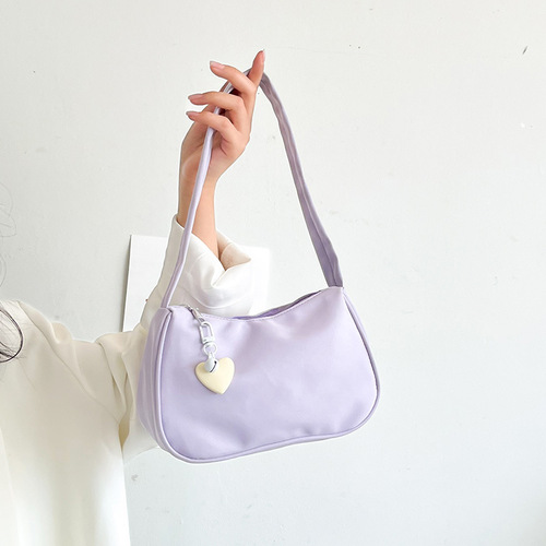 Japanese ins college style fresh and cute versatile casual soft girl girl contrast love armpit bag shoulder bag