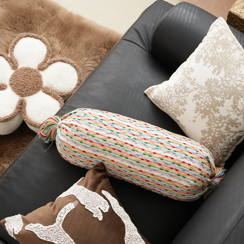 Cross-border new product creative candy color woven velvet sofa pillow cover office back pillow waist support