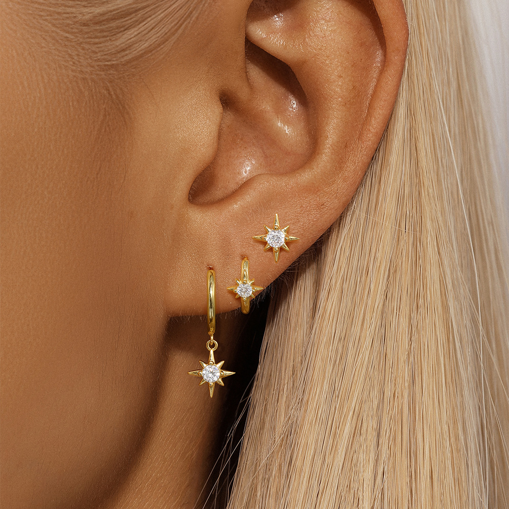 6g Weight 925 Sterling Silver Ear Needle Material Earrings Classification 3 Pieces Quantity Holiday, Travel, Daily Occasion 925 Sterling Silver Material Geometric Pattern Women's Gender Plating Design Simple Style Style 3 Pieces 925 Sterling Silver Geometric Earrings 8