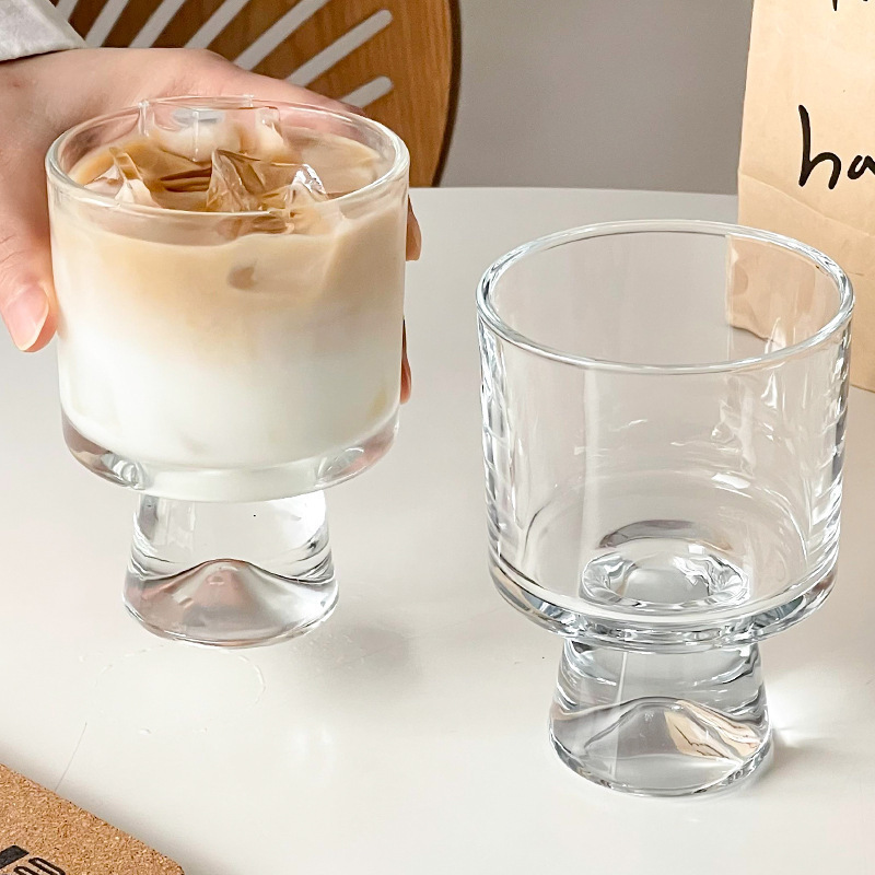 批发高颜值玻璃杯设计小众高脚杯创意果汁杯甜品杯INS风咖啡杯子|undefined