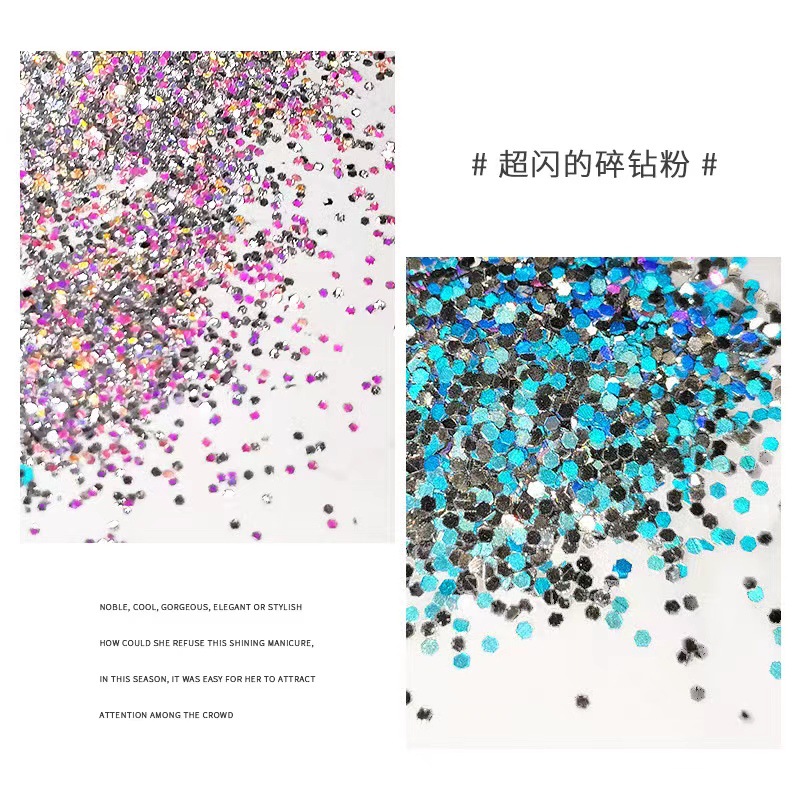 Transfronteriza Internet celebridad flash reflexivo polvo micro diamante brillante flash reflectante disco salto polvo alto brillo SPAR clavo flash polvo