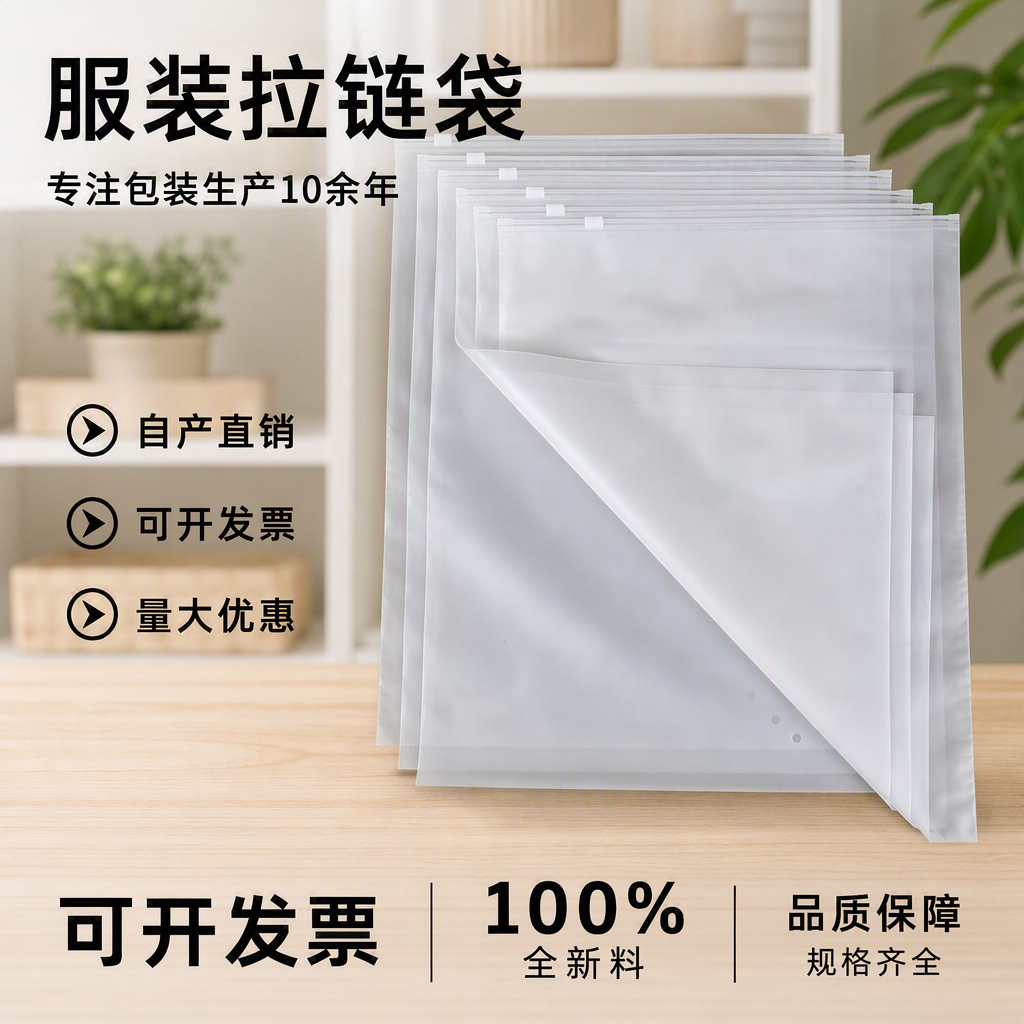 Bolsa de cremallera transparente esmerilada, bolsa de embalaje de ropa, chaqueta de plumón, ropa, juguetes, bolsa de almacenamiento de plástico grande