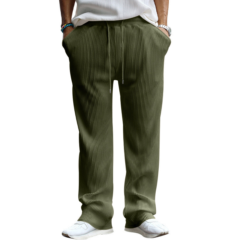 Transfronterizo de tamaño europeo hombres primavera y otoño Jacquard rayas pantalones casuales hombres Amazon marca de moda suelta cordón Pantalones rectos hombres