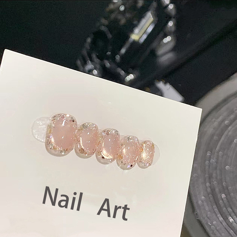 [Pink Moonlight] 2025 New Wearable Nail Art Patch Fake Nail Nail Patch Fairy Whitening Daily