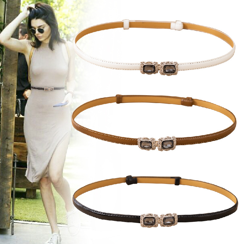 简约时尚黑色细腰带女装饰连衣裙子松紧腰封女百搭皮带女秋|ms