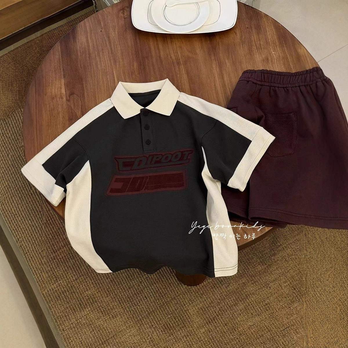 Pola Han Kidsren's Clothing Girls Short-Sleeved Kidsren's Color Matching T-Shirt 2025 Summer Boys Casual t Medium and Large Kidsren's Raglan Sleeve Tops