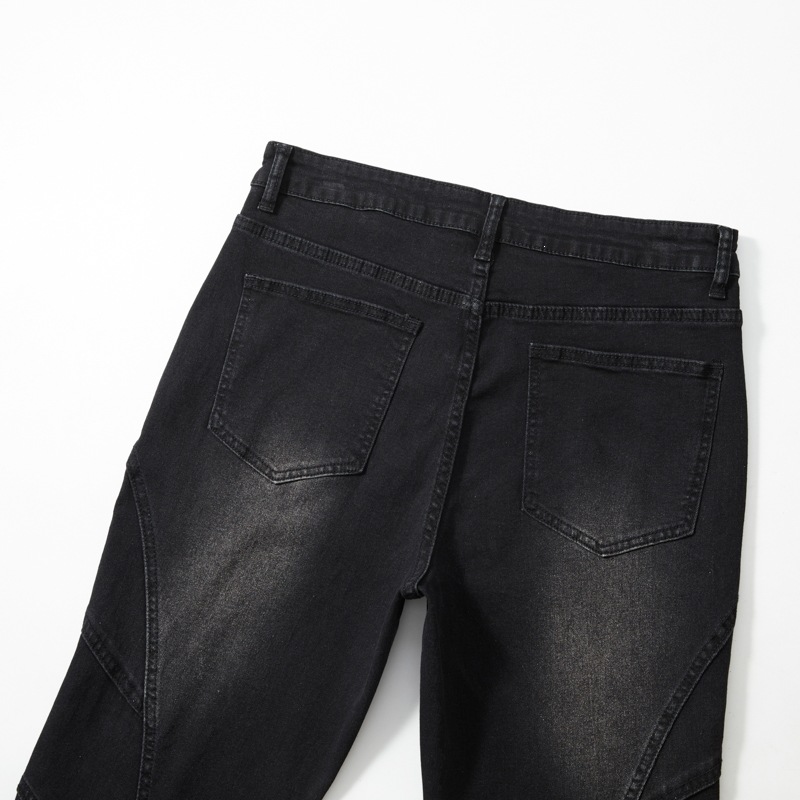 Men's Washed Patchwork Flared Jeans High Street Style New American Exclusive Vibe Denim_viptrois.com