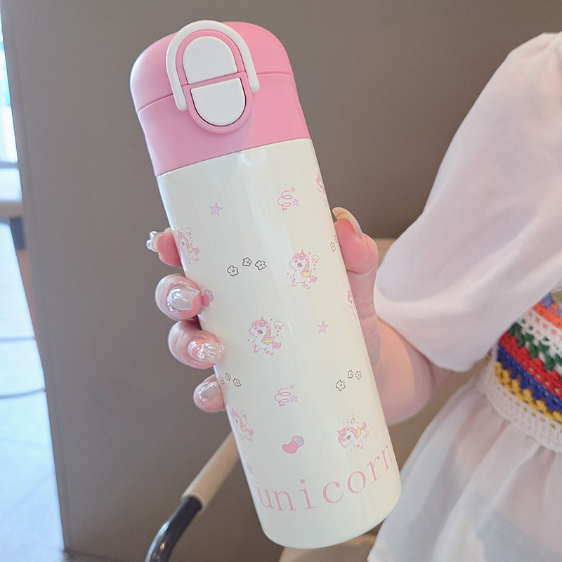 316 ステンレス鋼のダブルドリンク魔法瓶カップ女の子のための見栄えの良いウォーターカップストローカップ付きかわいい漫画の子供と学生カップ|undefined