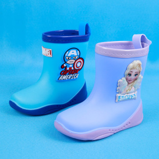 Frozen Elsa Princess Children's Rain Boots Mid-Tube Non-Slip Girls Boys Non-Slip Soft Primary School Students