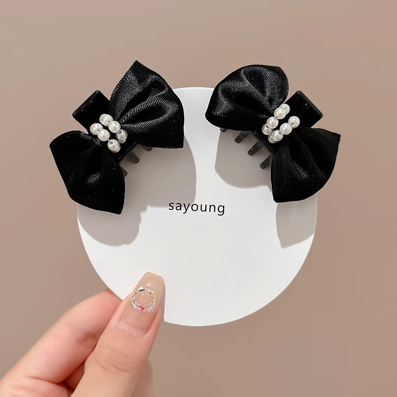 Clip de cabello de arco negro pequeña princesa cabeza agarrando clip de cabello de alta calidad para mujeres frises cortas clip de cabello lateral pinza de cabello