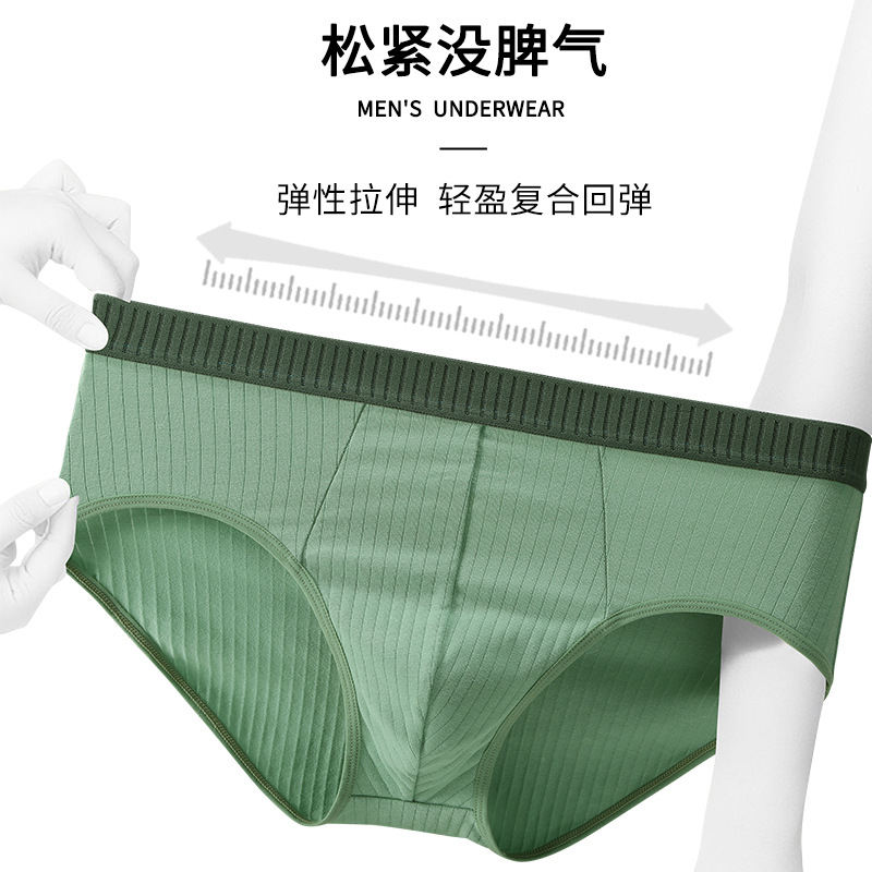 Men's Drawstring Cotton Briefs 5A Anti-bacterial Crotch Non-marking Breathable High-elastic Mid-waist Summer Quick-drying Briefs for Men