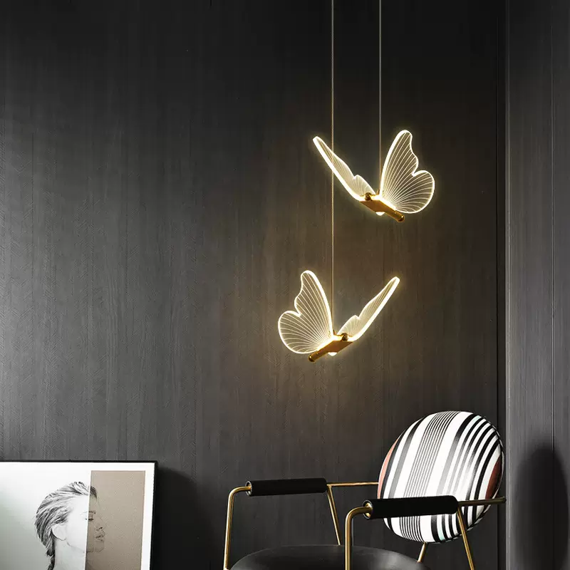 床头吊灯 创意蝴蝶轻奢主卧卧室吊线灯玄关个性艺术儿童房小吊灯