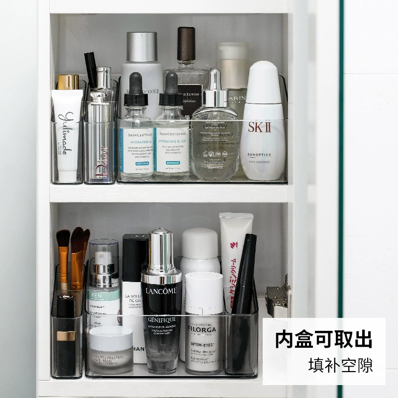 Cosmetic plastic storage box for skin care, transparent table container