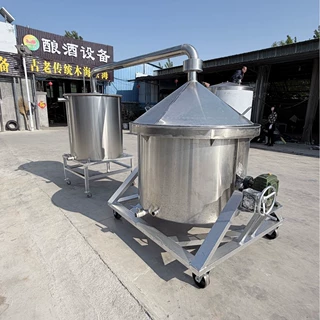 500斤单层手摇锅 小型粮食酒翻转蒸锅 水冷冷却器 不锈钢酿酒设备