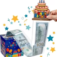 Копилка для денег на день рождения в подарок поставляется с 50 прозрачными пакетами, с выдвижной копилкой для денег на день рождения, подходит для детей и взрослых