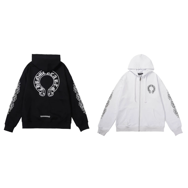 High Version Croix CH Early Spring New Cross Reel Simple Classic Hooded Sweat Zipper Pure Cotton Sweat