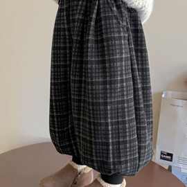 女童格子哈伦裤秋冬季2025新款儿童洋气百搭保暖冬装加绒裤子