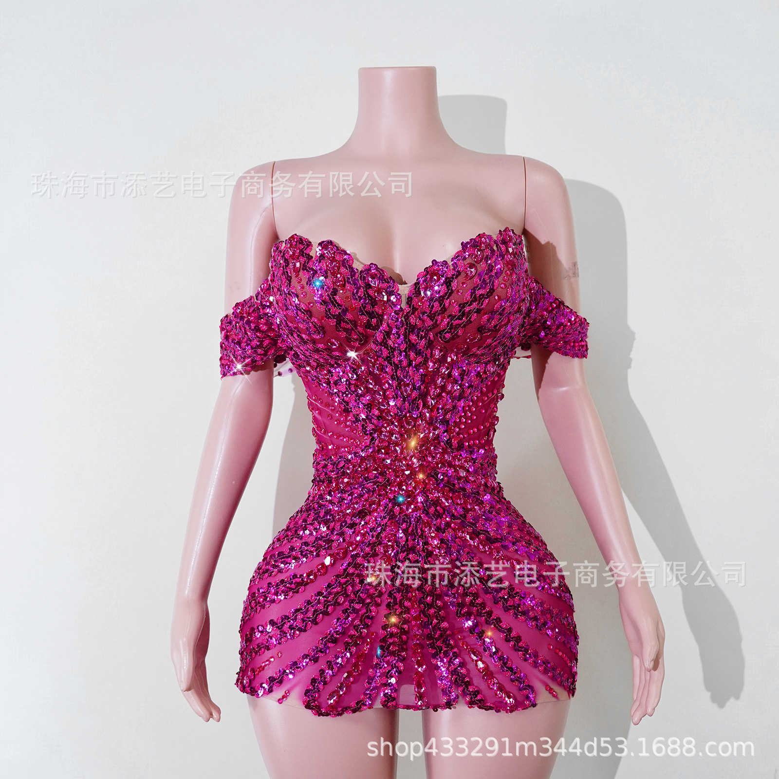 Cross-border sexy strapless dress with luxurious sparkling rhinestones, bodycon skirt, birthday party short dress, bar disco gogo performance outfit