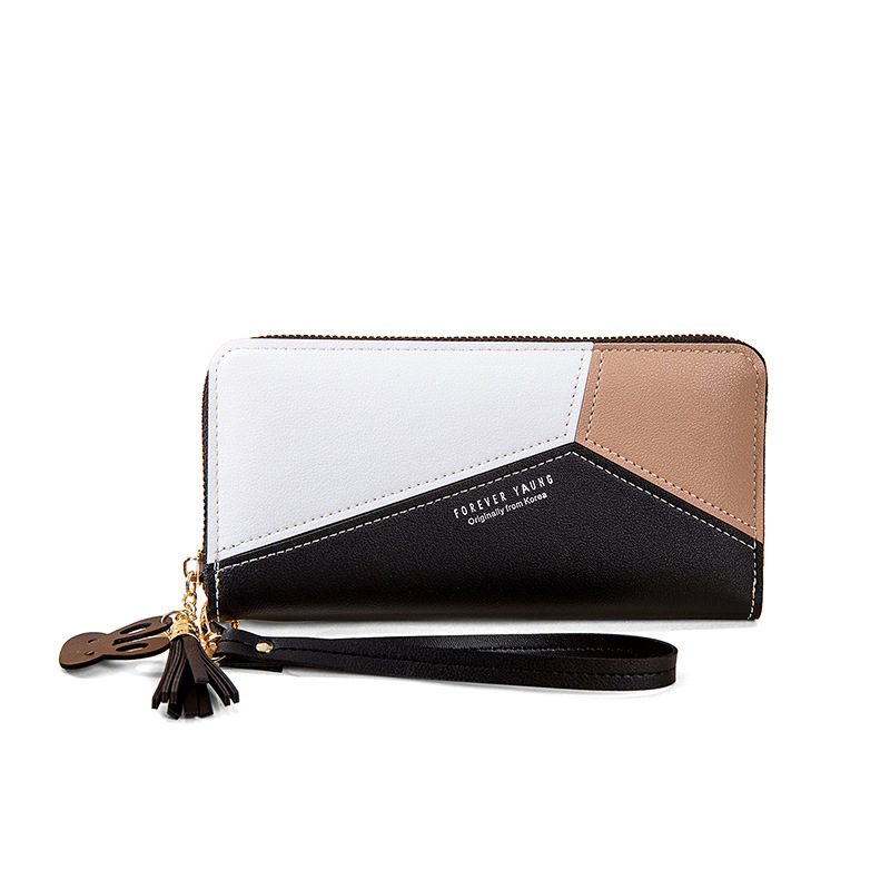 女士手拿包钱包女长款简约新款撞色拼接拉链大容量钱夹女生手机包
