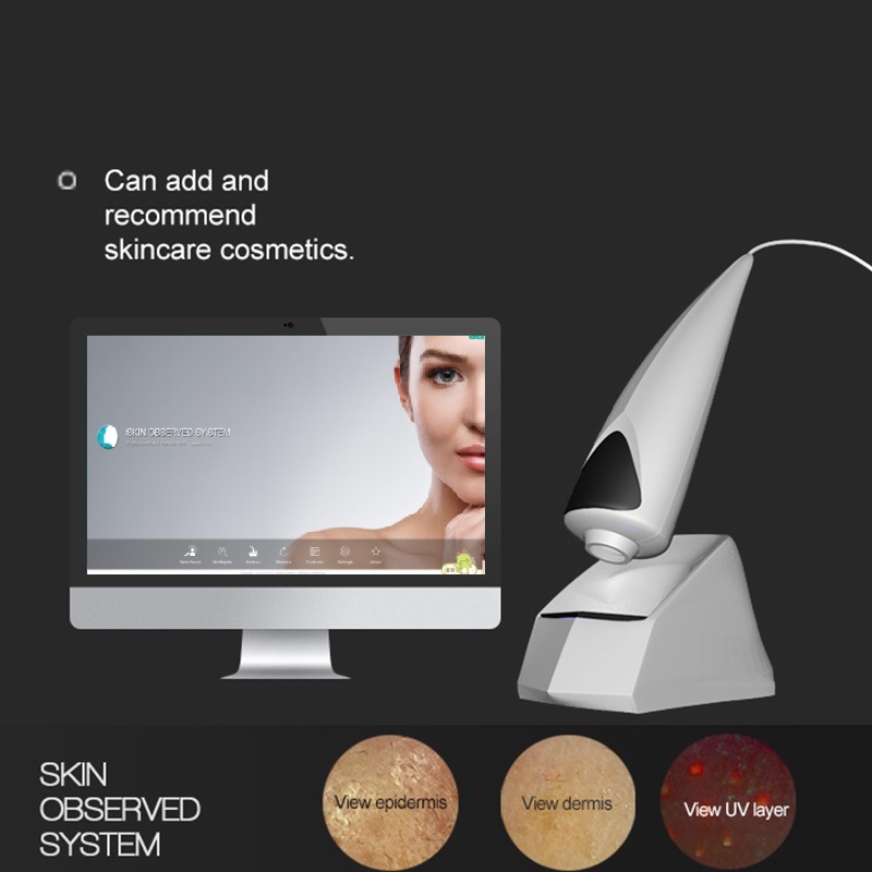 Detector de poros de piel, analizador de piel especial para salón de belleza de alta definición, inglés multilingüe para comercio exterior