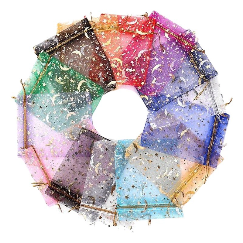 Оптовая Продажа с фабрики горячего тиснения звезда Луна Пряжа сумка рождественские конфеты сумка трансграничная Подарочная Упаковка Сумка Луч шнурок