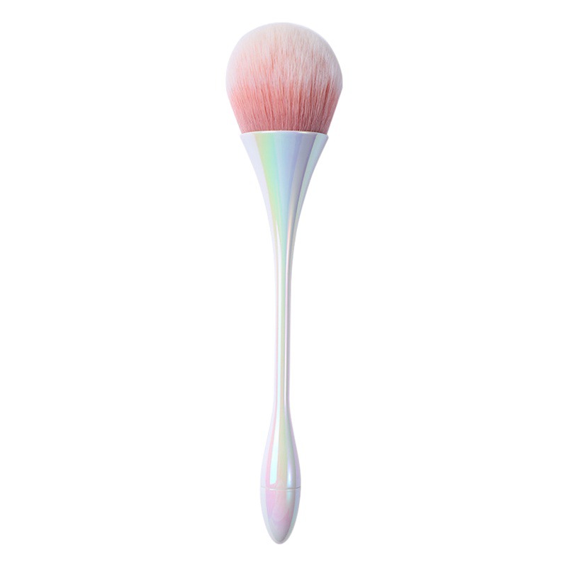Cepillo grande de cerdas suaves color champán para decoración de uñas, limpieza de maquillaje y eliminación de polvo de uñas.