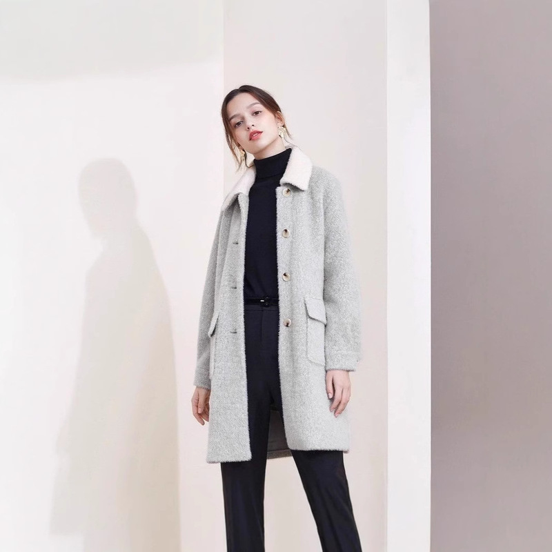 Off-Season Special Price Women's Coat, Same Style as in Malls, 2025 Autumn/Winter Faux Mink Wool Coat, Thick and Drapedy