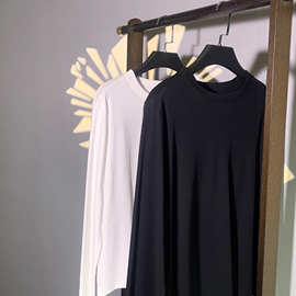 100支匹马棉宽松百搭纯色长袖T恤休闲打底时尚内搭显瘦纯棉上衣女