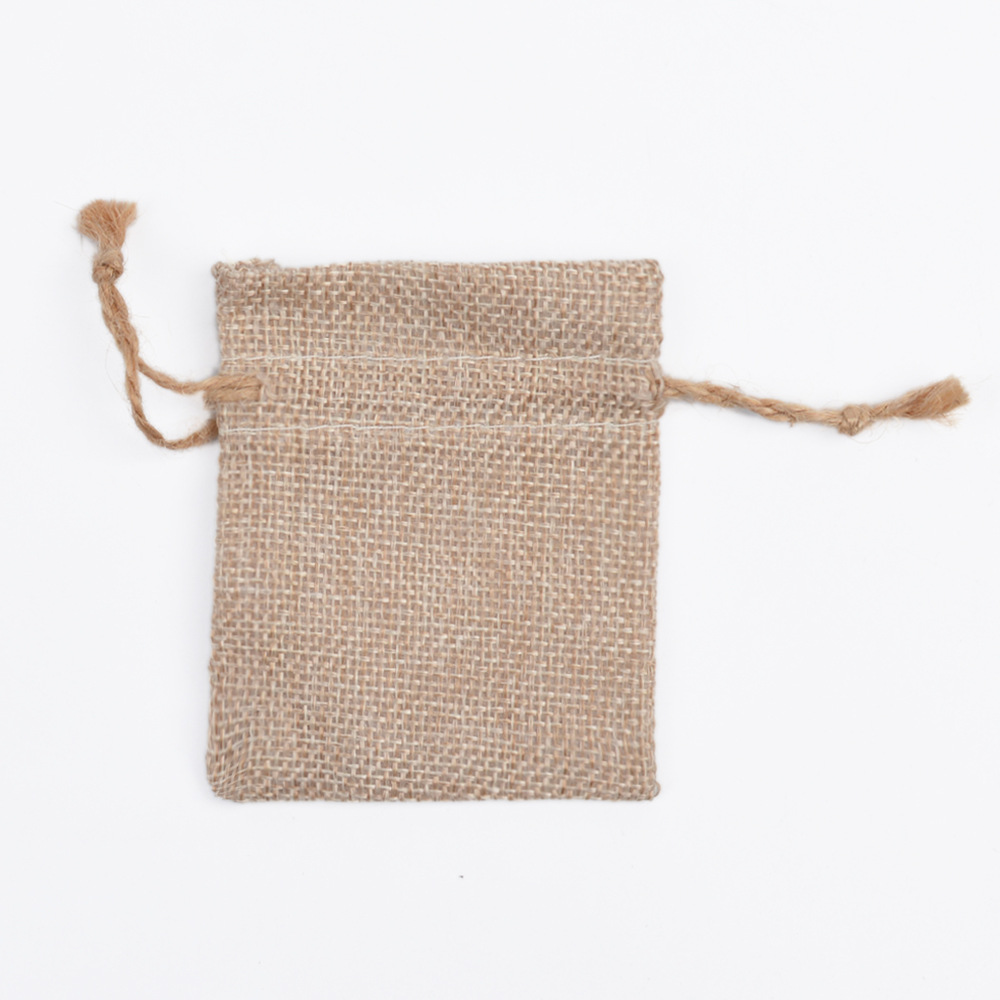 Vintage bolsa de lino cordón Navidad regalo artesanía joyería embalaje imitación Lino pequeño bolso de lino fábrica al por mayor
