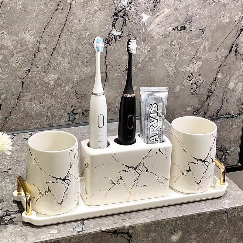 高级感刷牙杯家用牙刷杯高端漱口杯轻奢牙杯洗漱杯牙刷置物架套装|undefined