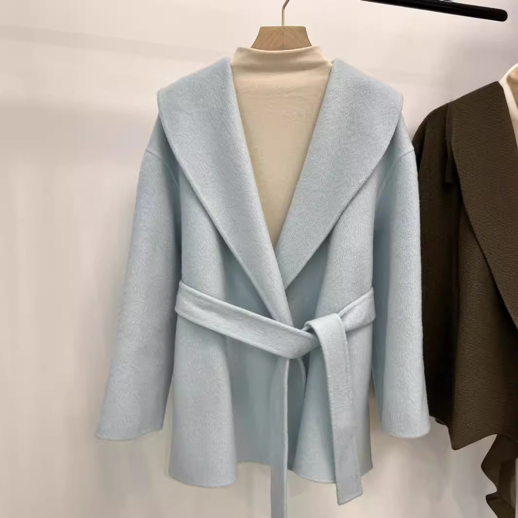 春季新品【lady大衣】24年韩版阿尔巴卡短款气质手缝双面呢外套女