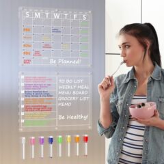 アマゾンの人気磁気吸引計画のメモ冷蔵庫にはシンプルな強磁気透明アクリルカレンダーのホワイトボードが貼られています。