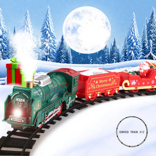 Add Water to Smoke Retro Christmas Rail Car Toy Electric Model Male Train Toy Atmosphere Scene Layout Gift