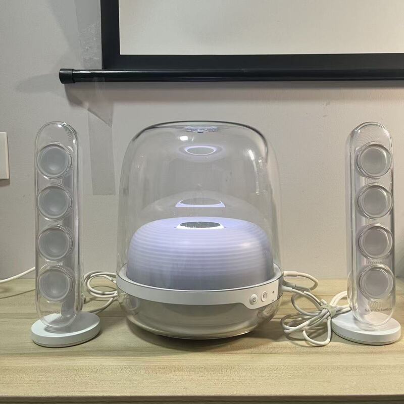 華強北クリスタル4低音サブウーファーBluetoothスピーカー家庭用デスクトップワイヤレスコンピューターセットアップ雰囲気照明ステレオ|undefined