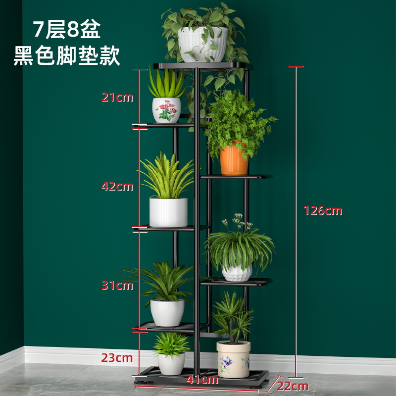 Estantes de flores de hierro en la Sala de estar balcón estantes de flores plegables multifuncionales estantes de macetas de flores de Luo verde estantes de macetas interiores de varias capas image 20