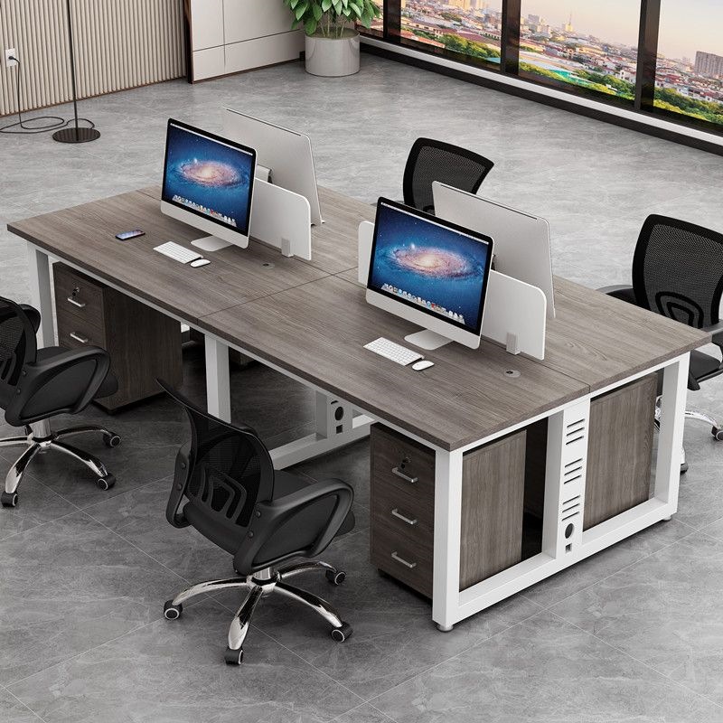 Office Desk and Chair Set, Simple Modern Office Computer Desk for Four or Six People, Partitioned Workstation for Employees