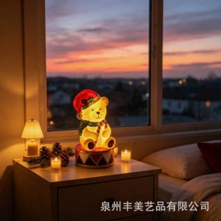 胡桃夹子风格圣诞小熊小夜灯摆件 圣诞节氛围装饰品儿童生日礼物