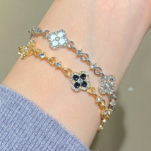 精致幸运草锆石手链女轻奢高级感气质可调节手链女新款设计感手饰