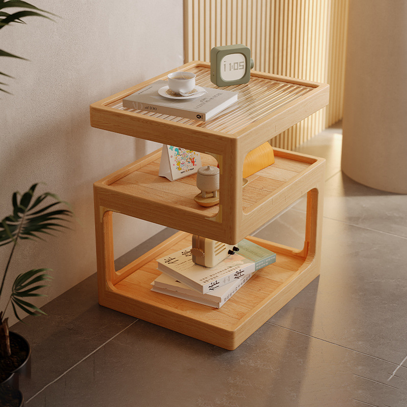 Mesa lateral del sofá, sala de estar, hogar, armario lateral de madera maciza, armario lateral, lujo ligero, casillero de almacenamiento de troncos de alta calidad, mesa de esquina